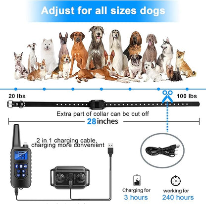 Dog Training Collar Shock Collars for Dogs with Remote 2600 Ft Remote Control Range 4 Modes Beep Vibration Shock Built-in Bright Led Light Rechargeable Waterproof (Black, for 3 Dogs)
