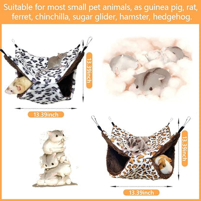 LEFTSTARER Pet Small Animal Hanging Hammock Bunkbed Cage Toy for Hamster Rat Sugar Glider Parrot Guinea Pig Hideout Play Sleep (Winter Warm Hammock X 2pcs)
