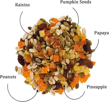 Pleasantly Warm Tropical Fruit & Nut Mix - 10oz Chinchilla Food, Suitable for Rabbits, Guinea Pigs, Sugar Gliders & Small Herbivores