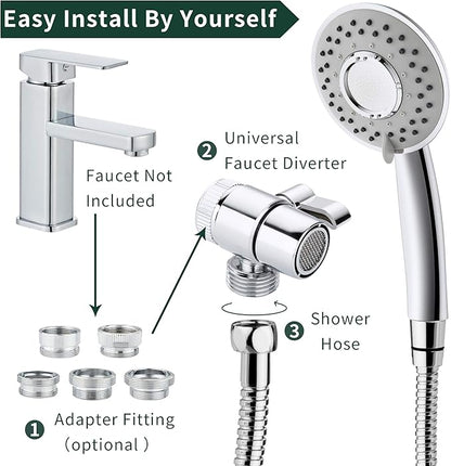 Sink Hose Shower Sprayer Attachment - Faucet Extension w/ 5 Adapters For Bathroom Bathtub, Kitchen Faucet, Utility Laundry Tub, Garden Hose Thread Spout For Delta, Moen, Kohler, American Standard