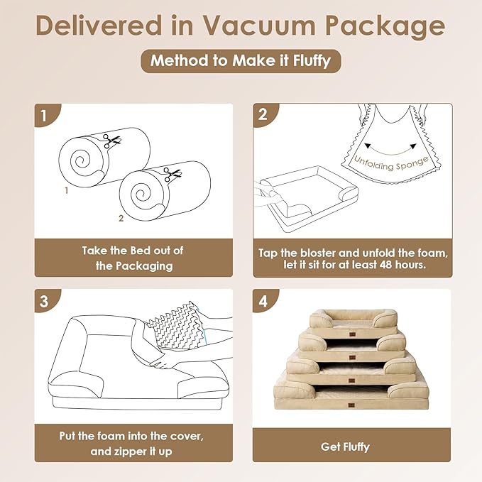 EHEYCIGA Orthopedic XL Dog Beds, Waterproof Memory Foam Dog Bed for Extra Large Dogs, Non-Slip Bottom and Egg-Crate Foam Big Pet Couch Bed with Washable Removable Cover, Graige