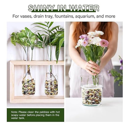 NUPICK 6 lbs Pebbles for Indoor Plants, 3/8 Inch Pea Gravel for Fish Tank, Polished Decorative Rocks for Succulent, Natural River Stones for Vases, Cactus, Landscaping, Bird Bath, Aquarium, Colorful