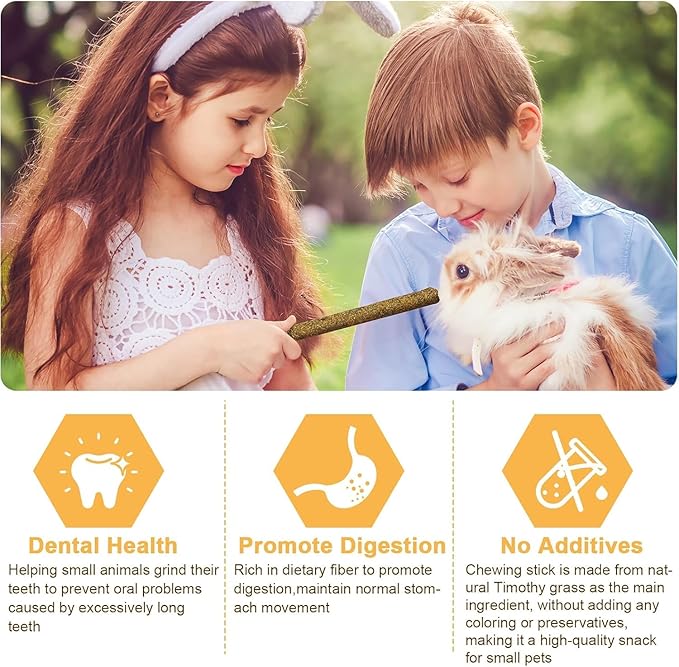 VESPRO 208Pcs Rabbit Chew Sticks, Guinea Pig Toys, Natural Timothy Grass Molar Teeth Stick, Mixing Flowers, Roses, Calendula and Forget Me Not, Small Animals Treats