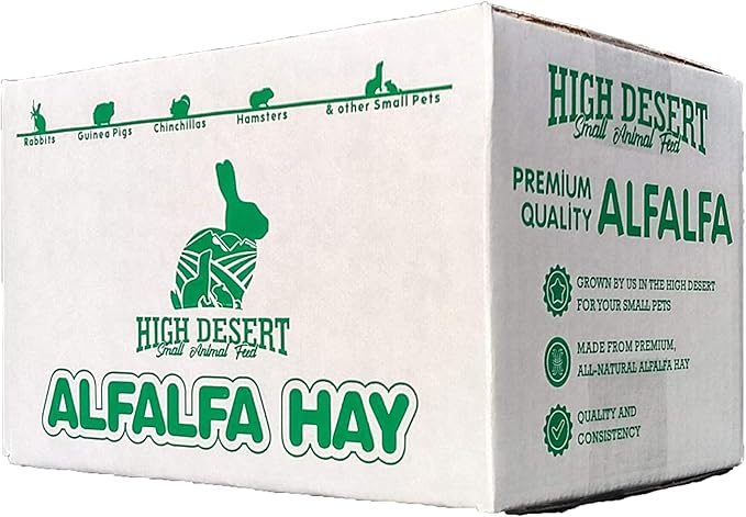 High Desert Alfalfa Hay, Protein Rich Soft Leaf Food for Young Growing Animals, Natural Rabbit Food and Guinea Pig Hay, Supports Digestive Health, Small Pet Supplies, Fresh Hand Packed 1 Lb Box