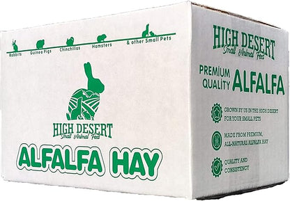 High Desert Alfalfa Hay, Protein Rich Soft Leaf Food for Young Growing Animals, Natural Rabbit Food and Guinea Pig Hay, Supports Digestive Health, Small Pet Supplies, Fresh Hand Packed 1 Lb Box