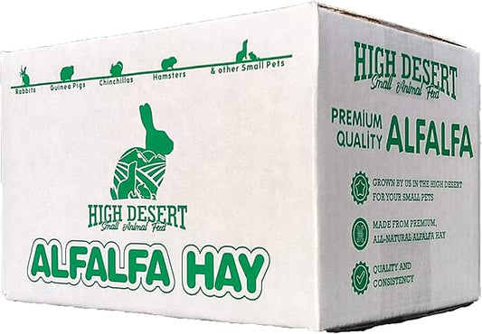 High Desert Alfalfa Hay, Protein Rich Soft Leaf Food for Young Growing Animals, Natural Rabbit Food and Guinea Pig Hay, Supports Digestive Health, Small Pet Supplies, Fresh Hand Packed 1 Lb Box