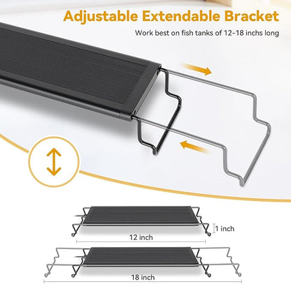 hygger 14W LED Aquarium Light, 12-18 Inch Fish Tank Light with Timer Auto On/Off, Sunrise Sunset Mode, Adjustable Brightness and Colors, Full Spectrum Light with Extendable Brackets for Freshwater