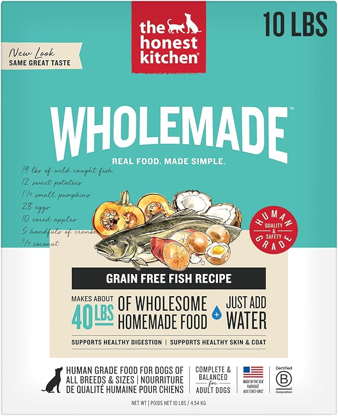 The Honest Kitchen Human Grade Wholemade™ Dehydrated Grain Free Fish Dog Food - Complete & Balanced Meal or Topper - 10 lb Box