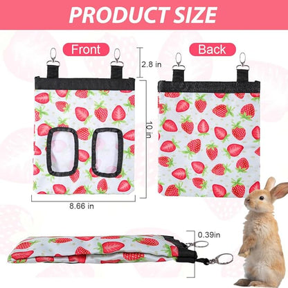 DZWLKJ Guinea Pig Hay Feeder, 2 Pack, 10 x 8 x 0.4 Inches, Stainless Steel, Rabbit Hay Bag, 600D Oxford for Small Pets,Chinchilla,Hamsters