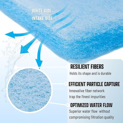 Premium Aquarium Filter Media Pad - Cut-to-Fit Roll, Fresh and Saltwater Safe, Blue & Dye-Free Options, Made in USA (12 ft, Blue)