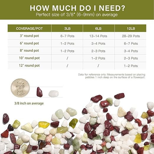 NUPICK 12 lbs Pebbles for Indoor Plants, 3/8 Inch Pea Gravel for Fish Tank, Polished Decorative Rocks for Succulent, Natural River Stones for Vases, Cactus, Landscaping, Bird Bath, Colorful Mixed