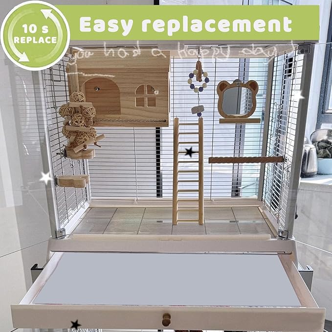 120 Pcs Bird Cage Liner Papers Big Size Cage Paper Liners Disposable Cage Paper Liners Precut Absorbent Cushion Pad Mat Accessories for Pet Bird Parrot