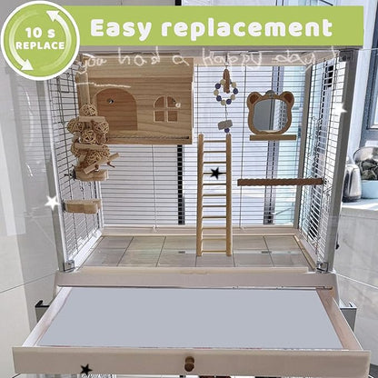 120 Pcs Bird Cage Liner Papers Big Size Cage Paper Liners Disposable Cage Paper Liners Precut Absorbent Cushion Pad Mat Accessories for Pet Bird Parrot