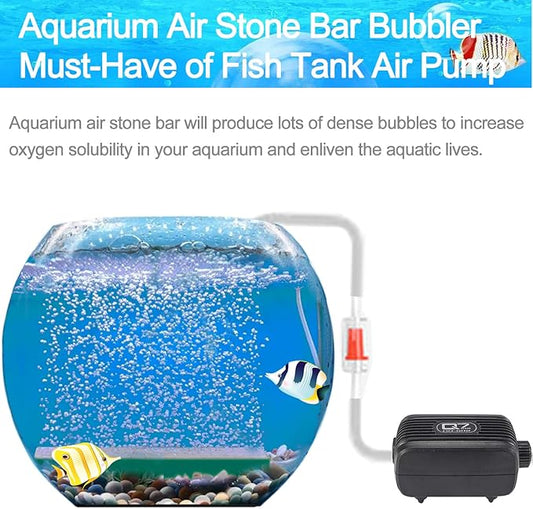 Fish Air Stone 8 Inch Airstones Kit with 5 Pcs Square Oxygen Diffuser Bubble Release Mineral Airstones for Fish Tank Pumps Small DWC Bucket Needs