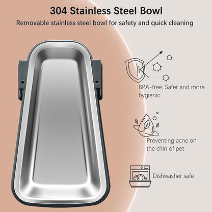 Automatic Dog and Cat Food Feeder and Water Dispenser Set with Stainless Steel Bowls,Gravity Pet Food and Water Feeders,100% BPA-Free,Large Capacity for Cats Dogs Pets…(3.5L Dark Gray)