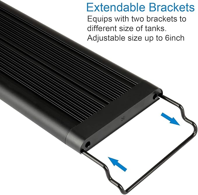 WATER REBIRTH LED Aquarium Light, Full Spectrum Fish Tank Led Light with Aluminum Alloy Shell Extendable Brackets (20"-24")