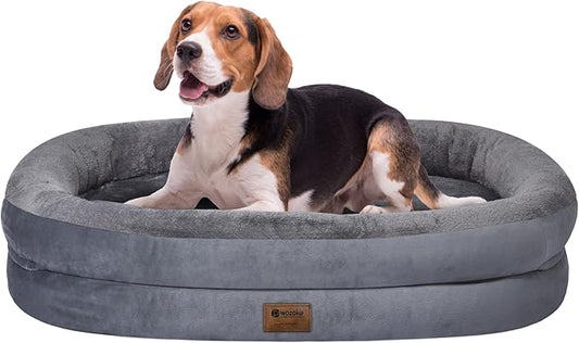 Orthopedic Waterproof Large Dog Bed: Memory Foam Washable Dog Bed with Bolsters - Removable Orthopedic Cover for Medium L XL Large Sized Pet - Non-Slip