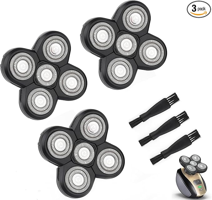 FREEDOM 3PCS Universal 5 Blades Shaver Replacement Heads Compatible with Freebird SHPAVVER Wyklaus Freedom shaver, for Most Major Brands, with Easy grooming Clean Brush Blade Cover