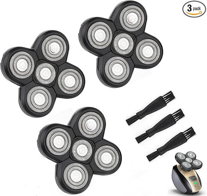 FREEDOM 3PCS Universal 5 Blades Shaver Replacement Heads Compatible with Freebird SHPAVVER Wyklaus Freedom shaver, for Most Major Brands, with Easy grooming Clean Brush Blade Cover