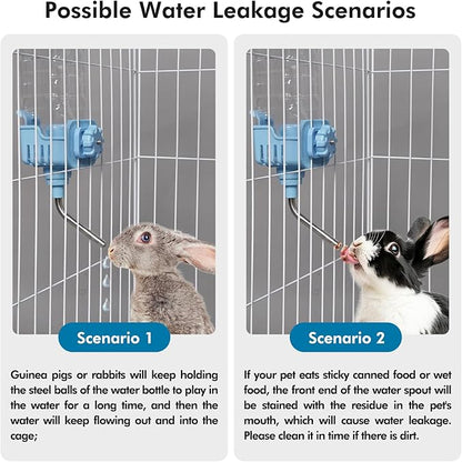 Vannon Small Animal Water Dispenser for Cage, 30oz Auto Feeding Crate Water Bottle for Rabbit, Chinchilla, Ferret, Guinea Pig, Squirrel, Hedgehog, Pet Nozzle Diameter: 10mm, BPA Free, Blue