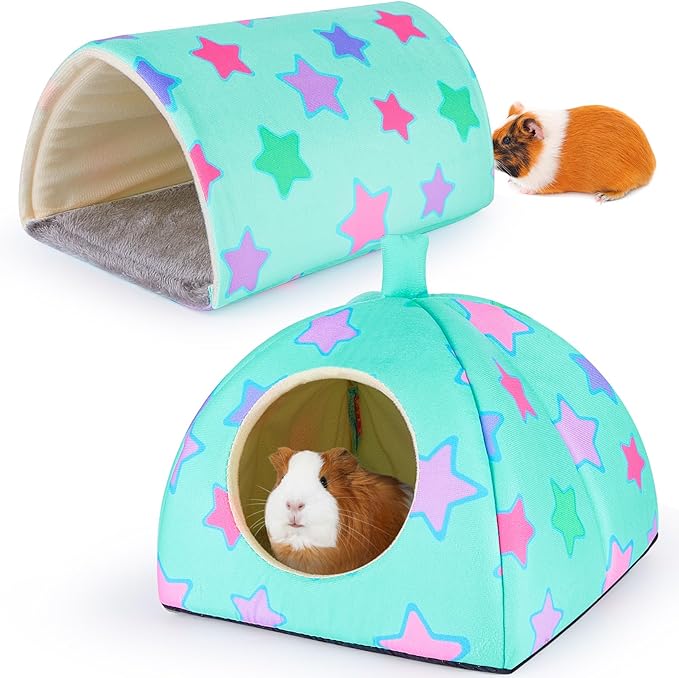 Unicorn Catcher Guinea Pig Hideout and Tunnel, 2 Pack Soft Washable Guinea Pig Bedding for Cages