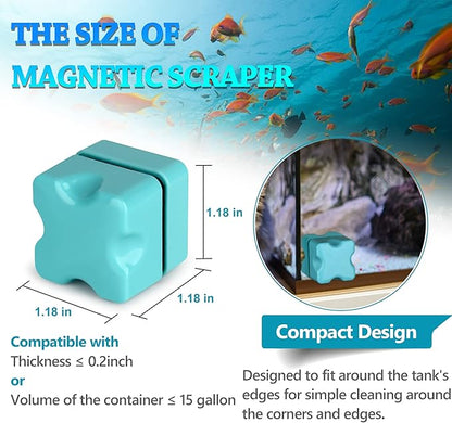 Magnetic Aquarium Fish Tank Glass Algae Scrapers Glass Cleaner Scrubber Clean [Compact, Scratch-Free, Non-Slip, Magnetizing] Mini