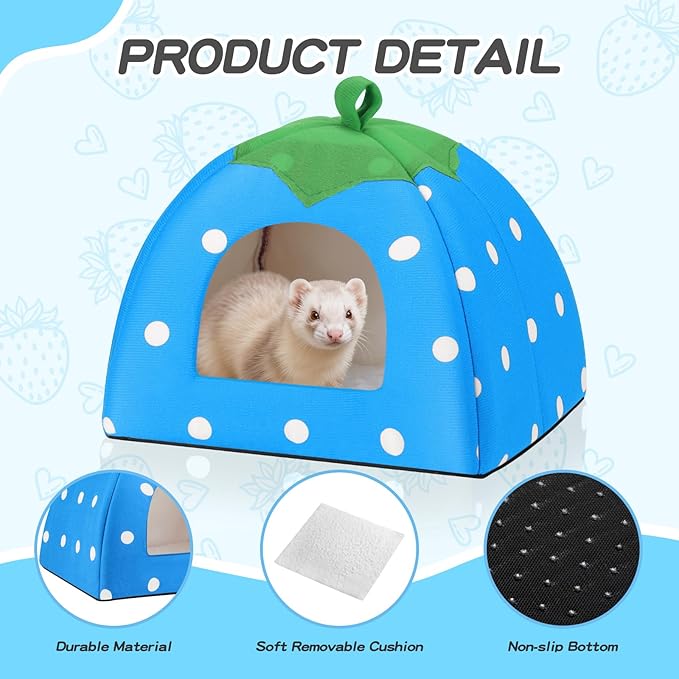 Guinea Pig Hideout for Small Animals(Guinea Pig Bed with Warm Fleece, Washable Pet Cushions, Winter Sleeping Warmth)