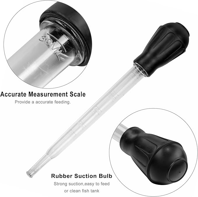 Coral Feeder SPS HPS Feeder with Extension Tube, Aquarium Long Syringe Dropper Pipette Turkey Baster for Marine Fish Feeding (Black/Extendable)