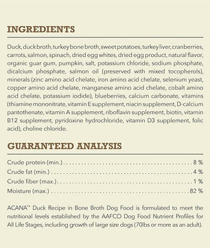 ACANA Premium Chunks in Bone Broth Grain-free Wet Dog Food Duck Recipe 12.8oz Cans (12 Count)