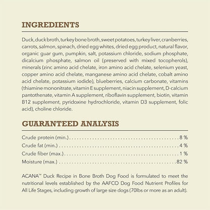 ACANA Premium Chunks in Bone Broth Grain-free Wet Dog Food Duck Recipe 12.8oz Cans (12 Count)