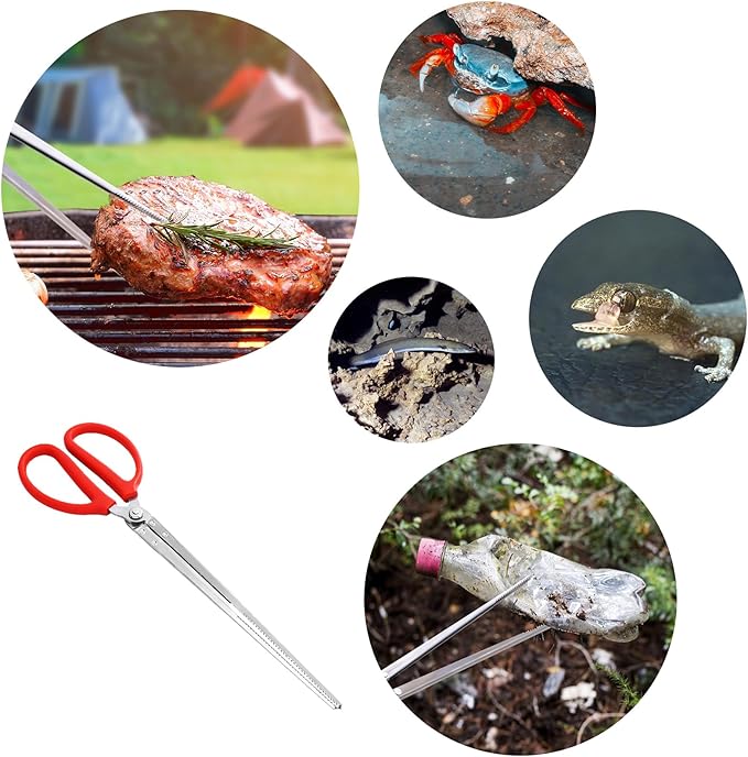 Reptile Feeding Tongs, Extended Stainless Steel Snake Feeding Tongs, Straight and Curved Feeding Tongs, can be Used for Snakes, Reptiles, Bathtubs, Aquarium Terrarium Supplies（15 "）