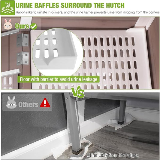 GUTINNEEN Guinea Pig Cages with Anti Chewing Sturdy Plastic Floor and Cool Zinc Plate, Indoor Rabbit Hutch with Hideout and PVC Platform, Elevated Legs Hamster Cage 36.6" L (Brown)