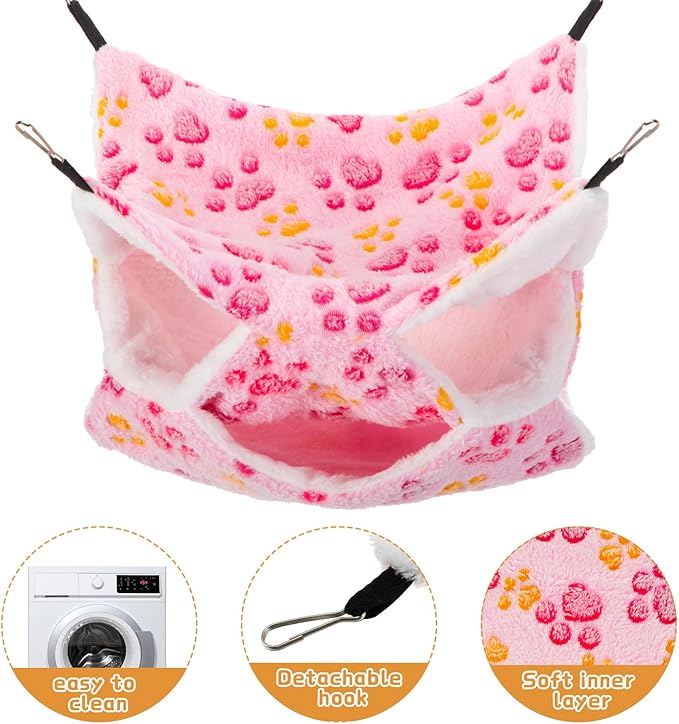 Sadnyy 6 Pieces Guinea Pig Rat Hammock Three Layer Ferret Bed Small Animal Hanging Pet Cage Hammock for Chinchilla Rat Sugar Glider Squirrel Reptiles (Classic Pattern)