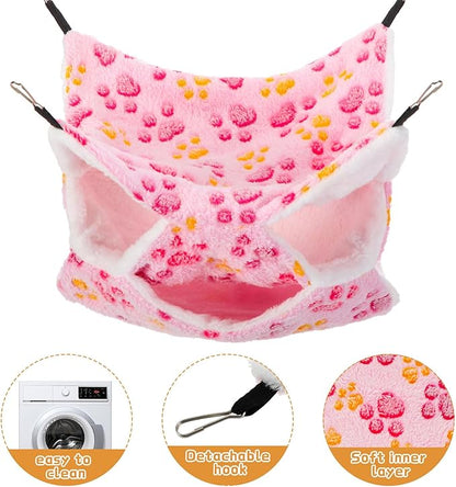 Sadnyy 6 Pieces Guinea Pig Rat Hammock Three Layer Ferret Bed Small Animal Hanging Pet Cage Hammock for Chinchilla Rat Sugar Glider Squirrel Reptiles (Classic Pattern)