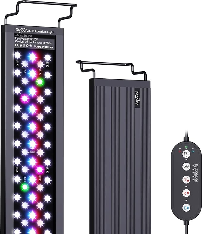 Aquarium Light for 30-36in Freshwater Tank, Full Spectrum Aquarium Light for Plant Growth, 6H/8H/12H Timer, WRB 3 Channel Customizable, 10 Brightness & 11 Colors, Adjustable Bracket - 24W
