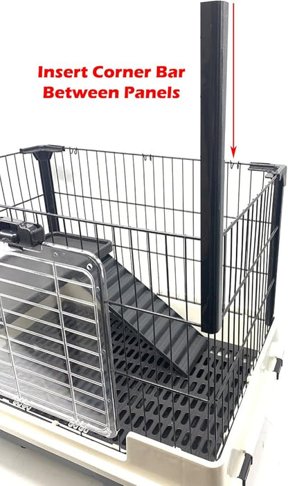 Deluxe 4-Level in/Outdoor Rabbit Hutch Cage Double Large Front Doors Ferret Squirrel Chinchilla Paw Safe Solid Platform Ramp Mesh Floor Pull Out Leakproof Easy Clean 2-Inch Deep Tray Lockable Casters