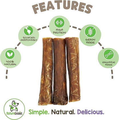 Nature Gnaws Beef Gullet Stuffed Rolls for Dogs (6 Count) - Beef Jerky Chew Treats - Simple Natural Delicious Dog Chews - Training Reward