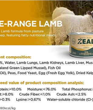 ZEAL New Zealand Canned Wet Dog Food – High Protein, Pure Nutrition, Grain-Free with Superfoods (Lamb, 6oz Can, 12-Pack Tray)