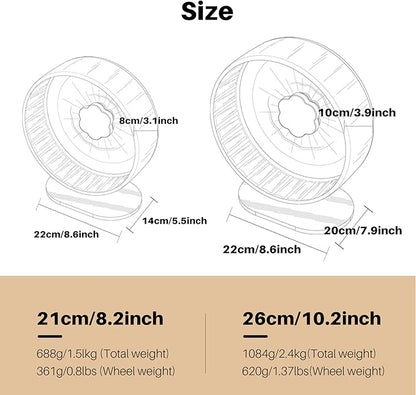 Bucatstate Hamster Exercise Wheel Super-Silent with Adjustable Base Dual-Bearing Cage Accessories Quiet Spinning Running Wheel for Dwarf Syrian Hamster Gerbils and Other Small Animals