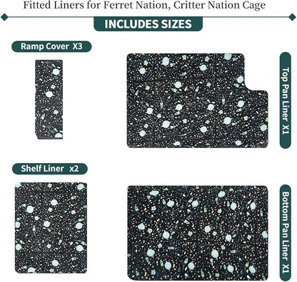 YKD Ferret Cage Liners for Ferret Nation & Critter Nation Cages, Waterproof Chinchilla Cage Accessories, Washable Bedding, for Ferrets, Chinchillas, Rats, Fancy Rat, Small Furry Pet (Double Unit Set)