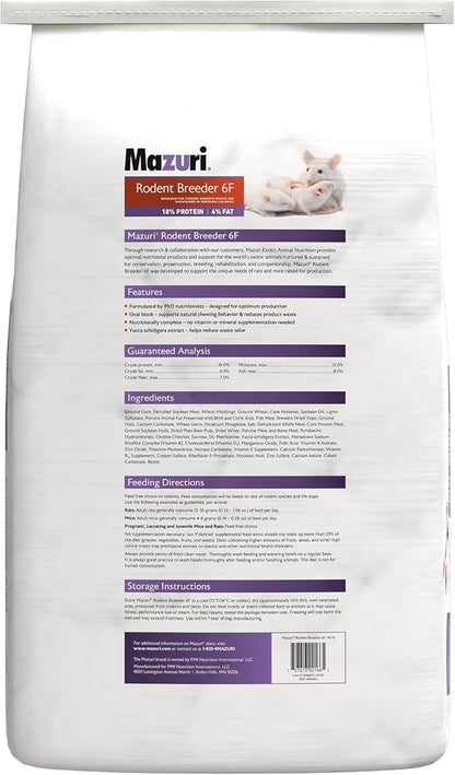 Mazuri Rodent Breeder 6F Diet | Rat Food and Mouse Food (40 LB)