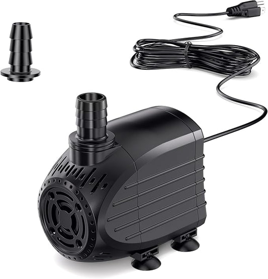 NFESOLAR Submersible Water Pump 120GPH, Ultra Quiet Submersible Pump with Dry Burning Protection 3ft High Lift for Fountains, Waterfall, Hydroponics, Aquariums KF202