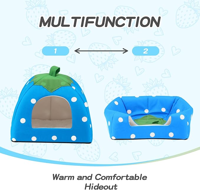 Guinea Pig Hideout for Small Animals(Guinea Pig Bed with Warm Fleece, Washable Pet Cushions, Winter Sleeping Warmth)