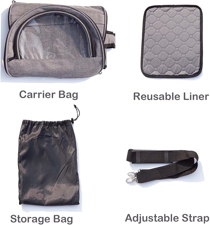 Rabbit Carrier, Small Pet Carriers for Guinea Pig Hamster Bird Bunny Bearded Dragon Kitty, Animal Bag with Stable Handle and Waterproof Pad, Easy Travel and Vet Visit-Large