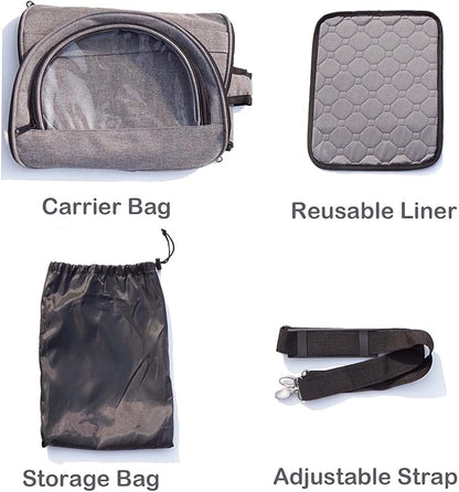 Rabbit Carrier, Small Pet Carriers for Guinea Pig Hamster Bird Bunny Bearded Dragon Kitty, Animal Bag with Stable Handle and Waterproof Pad, Easy Travel and Vet Visit-Large