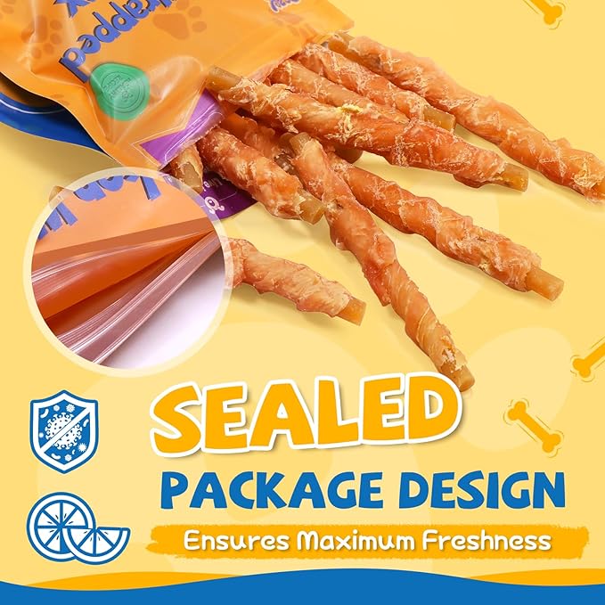 Gazeupon Dog Dental Treats, Chicken Wrapped Peanut Butter Sticks, Healthy Training Snacks for Dogs, Easy to Digest, w/Glucosamine Chondroitin