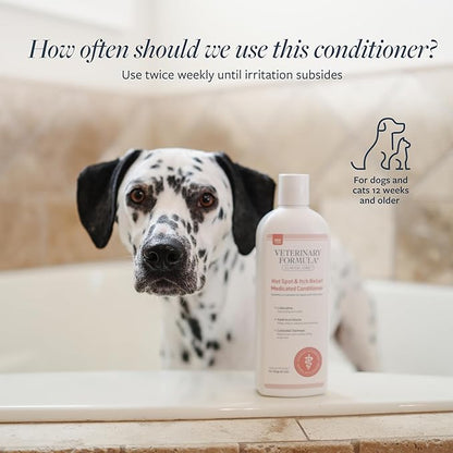 Veterinary Formula Clinical Care Hot Spot & Itch Relief Cat & Dog Medicated Conditioner, 16 oz – Oatmeal Conditions Skin for a Lustrous Coat, Formulated to Help Alleviate Itchy Skin