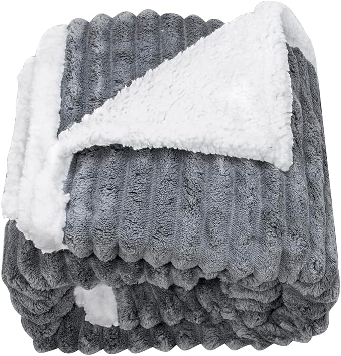 Waterproof Pet Blanket Soft Calming Dog Blanket Cozy Sherpa Fleece Blanket Reversible Furniture Protector Cover for Small Medium Large Dogs Cats Machine Washable, Dark Grey 35x25 in