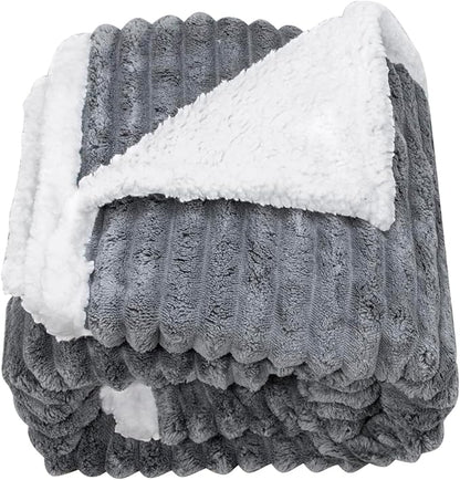 Waterproof Pet Blanket Soft Calming Dog Blanket Cozy Sherpa Fleece Blanket Reversible Furniture Protector Cover for Small Medium Large Dogs Cats Machine Washable, Dark Grey 35x25 in