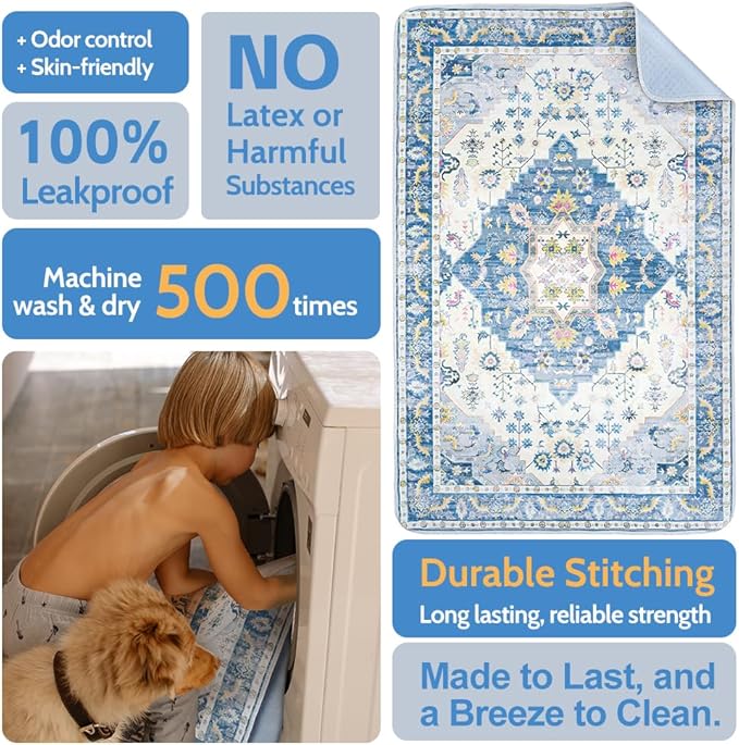 Washable Pee Pads for Dogs, 2 Pack Reusable Puppy Training Pads 40"x26" Super Absorbent Waterproof Dog Training Pads, Non-Slip Potty Pads, Whelping Pads Litter Mat